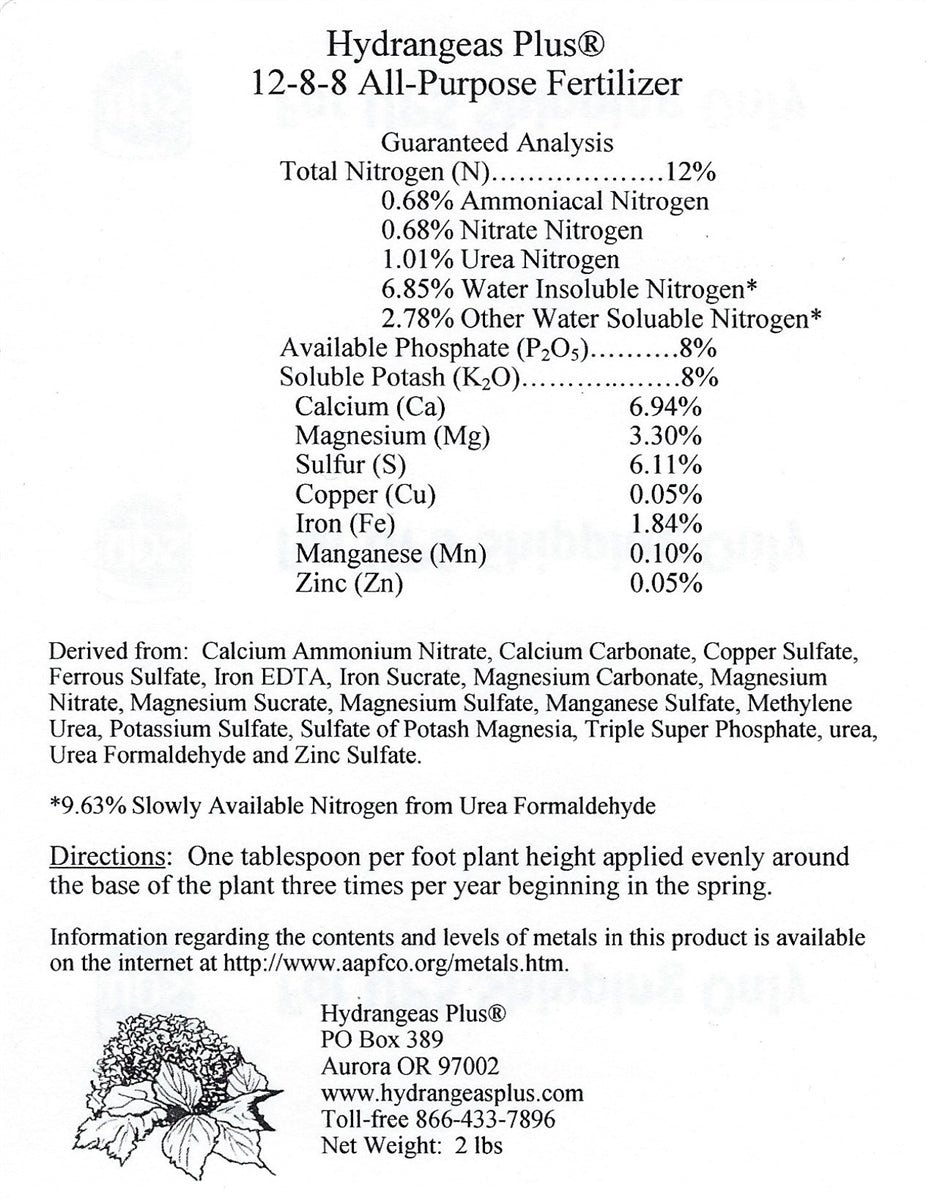 fertilizer plant closing hours Hydrangeas Plus Time Release Fertilizer